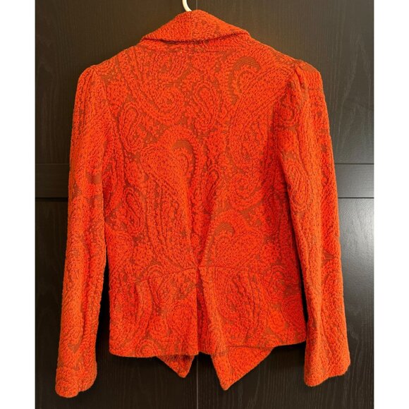 MOTH Anthropologie Jacquard Moto Zip Jacket Orange Small Stretch Long Sleeves - Picture 2 of 12